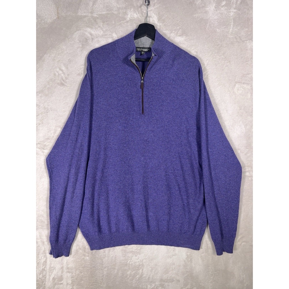 Neiman Marcus Cashmere Quarter Zip Sweater Mens XXL Purple Mock Neck Luxury Knit